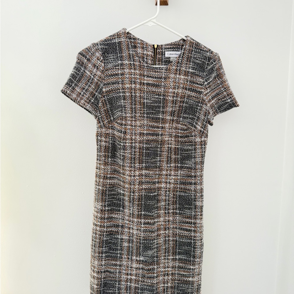 Calvin Klein Black and White Tweed Mini Dress